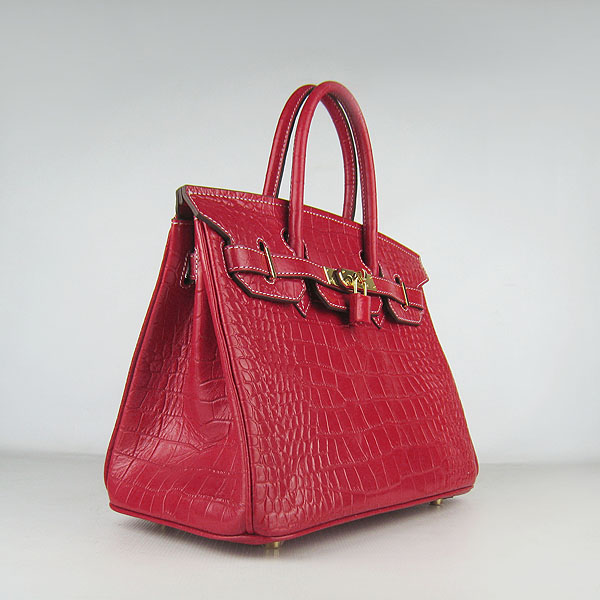 Replica Hermes Birkin 30cm Crocodile Veins Bag Red 6088 On Sale - Click Image to Close